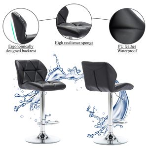 Wholesale Bar Stools Counter Height Adjustable Swivel Bar Chairs With Backs Pu <strong>Leather</strong> Padded <strong>Barstool</strong> for Home Kitchen Island - Product Image 3