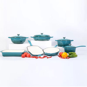 Geling, meilleur prix, ensembles <span class=keywords><strong>de</strong></span> casseroles en fonte antiadhésive, vente en gros d'usine, ensembles <span class=keywords><strong>de</strong></span> casseroles et poêles <span class=keywords><strong>de</strong></span> cuisine émaillées rouges - Product Image 4