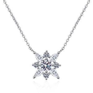 S925 Silver <b>Moissanite</b> <b>Necklace</b> Snowflake Pendant Temperament Fashion Jewelry Factory Wholesale - Product Image 1