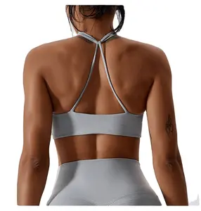 热卖领开背运动文胸锻炼性感交叉背系带健身瑜伽文胸背心上衣女性