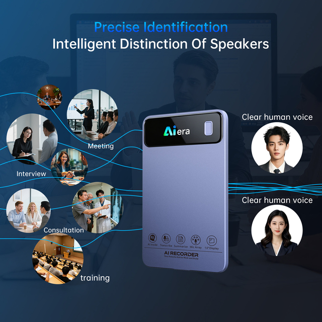 Wearable Magnet AI Voice Recorder Dictaphone ChatGPT Digital Transcribe Summarize Real-Time Translation 152 Languages Card 64GB