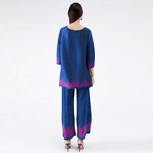Kadınlar için 2020 yeni takım elbise Set pantolon takım elbise baskılı uzun kollu kristal mavi artı boyutu anne giymek rahat kıyafet Maxi - Product Image 2