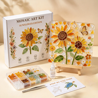 Kit d'art en mosaïque de verre, ensemble de carreaux de verre à créer soi-même avec chevalet en bois, décoration de table, cadeau pour enfants et adultes