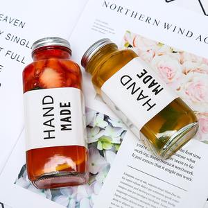 Custom 250ml 350ml 500ml Portable Square Transparent <b>Glass</b> Coffee <b>Milk</b> Tea Juice Drink <b>Bottle</b> <b>With</b> <b>Lid</b> Cap - Product Image 2