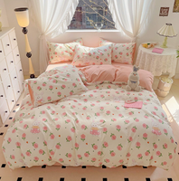 Exquisito Juego de Ropa de Cama de Cuatro Piezas de Tela Elástica Transpirable Estampada de Algodón y Spandex con Patrones de Dibujos Animados Personalizables