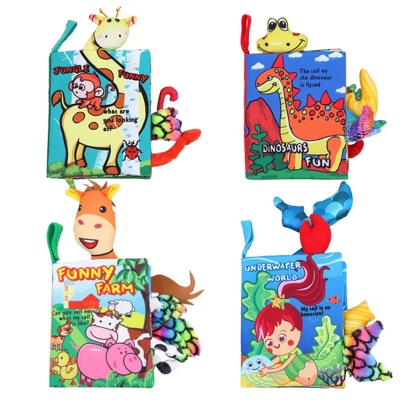 B081 — livres en tissu queue d'animal pour bébé, jouet puzzle pour enfants, nouveau design, 2020