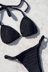 Bikini de Dos Piezas al por Mayor, Diseño Personalizado, Ecológico, Moderno, Top Triangular con Tirantes, Braguita de Corte Alto, Tejido de <span class=keywords><strong>Ganchillo</strong></span>, para Mujer - Product Image 4