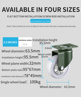 Roulettes pivotantes universelles YTOP de 75 mm (3 pouces) de moyenne capacité, grises, avec frein, capacité de charge de 120 kg, en acier au manganèse et polypropylène (PP)