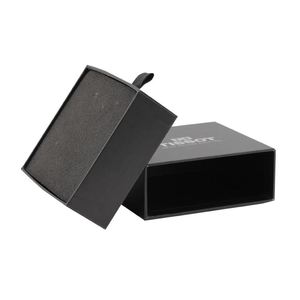 Wholesale Custom Logo <b>Black</b> Rigid Paper Cufflink <b>Box</b> with Velvet Foam Insert Luxury <b>Gift</b> Packaging - Product Image 3