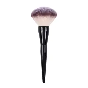 Private label OEM preto lidar com fofo único cabelo super macio maquiagem grande blush escovas compõem solto ajuste do pó blush escova