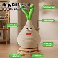 Griffoir pour chat en sisal en forme d'ail, motif dessin animé, avec base en bois pour chats d'intérieur et chatons - Vente en gros