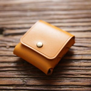 Custom Vintage Genuine Leather RFID Unisex Card <b>Coin</b> <b>Purse</b> Wallet Short Length with Button Closure - Product Image 3
