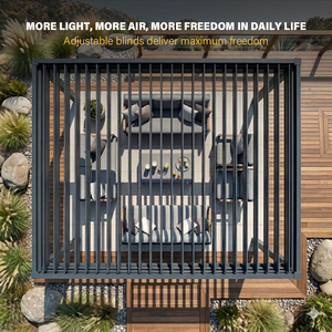 <span class=keywords><strong>Pergola</strong></span> autoportante motorisée en aluminium avec persiennes réglables Porte coulissante en verre étanche au vent Bioclimatique Télécommande <span class=keywords><strong>à</strong></span> LED - Product Image 4