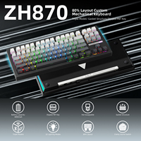 Clavier de jeu mécanique sans fil ZORNHER ZH870 noir RGB, trois modes, USB-C, Hot-Swap, Anti-Ghosting, 88 touches pour le jeu/le bureau