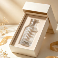 Bouteille diffuseur à roseaux en verre transparent côtelé de 150 ml, rechargeable, vide, pour arômes, vente en gros pour la décoration intérieure