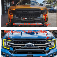 Faro Láser con Luz Diurna Amarilla Ámbar para Ford Ranger Raptor Everest T9 Matrix y Placas LED DRL Ojos de Ángel