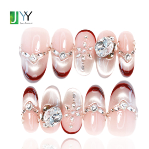 <span class=keywords><strong>Uñas</strong></span> Postizas <span class=keywords><strong>Francesas</strong></span> 3D <span class=keywords><strong>con</strong></span> Diamantes de Imitación, Gel Acrílico, Hechas a Mano, Reutilizables, de Lujo - Product Image 1