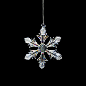Adornos navideños de cristal para árbol, adornos coloridos para copos de nieve - Product Image 1