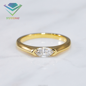 Anillo de Compromiso Clásico de Oro Sólido de 10K/14K con Diamante Cultivado en Laboratorio con Corte Marquesa en Oro Amarillo para Mujer, Certificado IGI, CVD/HPHT - Product Image 4