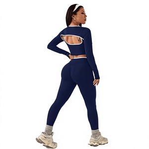 Ensemble de yoga trois pièces pour femmes, leggings slim, soutien-gorge de sport, veste, vêtements de sport pour l'entraînement et la remise en forme - Product Image 2