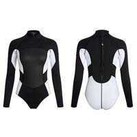 DIVESTAR 2mm Logo Kustom Cetak Depan Bahan Bernapas Ukuran Besar Wanita Lengan Panjang Surfing Diving Snorkeling Wetsuit Satu Potong