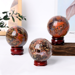 Wholesale Natural Healing Polished and High Quality <b>Red</b> Money Agate Crystal Spheres for Decoration - Product Image 1