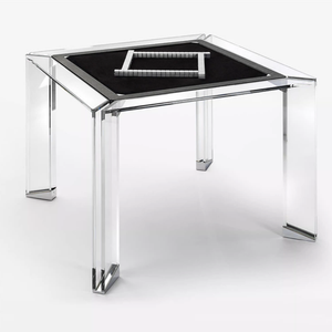 Mesa de Mahjong Cuadrada Transparente de Lujo para 4 Jugadores, 39 Pulgadas, Diseño Ecológico, Almacenamiento Moderno para Entretenimiento de Póker en la Sala de Estar - Product Image 1