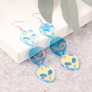 Mode Kreatif Hip Hop Anting Akrilik Panggung Alien Transparan Neon Terang Neon Laser Anting Akrilik untuk Gadis