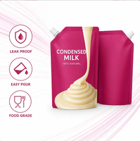 Pochette à bec verseur mate imprimée sur mesure pour l'emballage de lait concentré, crème et aliments liquides, sachet Doypack refermable à fond plat
