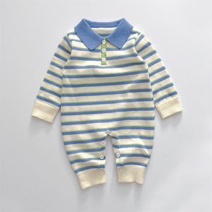 Mono de otoño para bebé recién <span class=keywords><strong>nacido</strong></span>, ropa de moda, mono de punto a rayas para niños, mono informal cómodo, niñas, niños, manga larga - Product Image 3