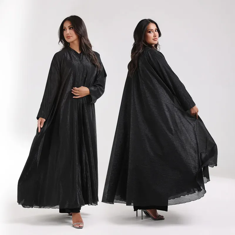 Исламская одежда, низкий минимальный объем, Женская Черная открытая Абая, по индивидуальному заказу, дешевая Передняя открытая Абая