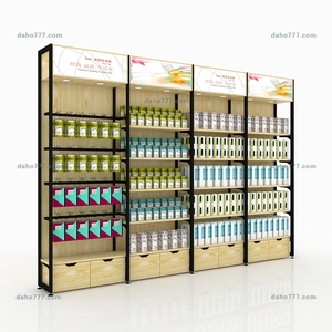 Scaffalature moderne per esposizione al dettaglio in materiale ibrido con cassetti e Area di Branding - Product Image 4