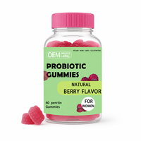 Bonbons gommeux probiotiques pour femmes, formule au goût de baies, végétaliens, régulation intestinale, complément nutritionnel, 60 pièces par bouteille, personnalisables OEM