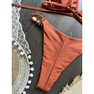 Nuevo Bikini Sexy Marrón 2026, Traje de Baño de 2 Piezas con Trenzas, Diseño Moderno, Oferta, Conjunto para Playa o Mar - Product Image 4