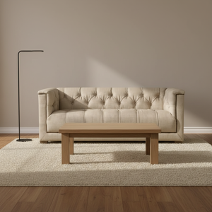 Canapé <span class=keywords><strong>Chesterfield</strong></span> en tissu de <span class=keywords><strong>lin</strong></span> <span class=keywords><strong>beige</strong></span> français de bonne qualité, canapé à deux places avec assise large - Product Image 1