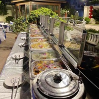 Équipement de Restaurant Réchauds à Buffet Argentés en Acier Inoxydable Hydraulique Ensemble de Plat Chafing pour Traiteur