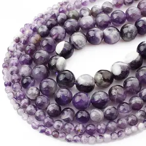 Wholesale Natural Dream Amethyst Loose Charm Beads for DIY Bracelet Natural Loose Gemstone Beads Amethyst For Jewelry Making