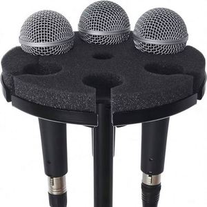 Support de microphone cardioïde OEM professionnel en métal pour 6 micros avec bonnette anti-vent en mousse – Support pratique pour micros filaires - Product Image 1
