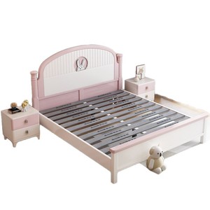 Letto per Bambini in Legno Massello, Letto Principessa per Camera <span class=keywords><strong>da</strong></span> Ragazza, Letto Grande per Studentesse, Arredamento di Lusso Leggero - Product Image 4