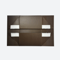 Boîte cadeau rigide pliable en cuir texturé Oxford, magnétique, A5, marron, pour cadeaux d'entreprise avec ruban