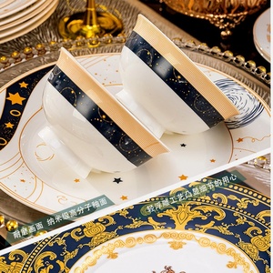 Juego de Vajilla de Cerámica con Incrustaciones Doradas de Estilo Europeo, 36 Piezas para 6 Personas, Juego de Vajilla de Lujo Ligero, Tazones para el Hogar - Product Image 5