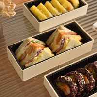 Boîtes à emporter en bois biodégradable personnalisées pour pâtisserie, gâteaux, sushis, traiteur