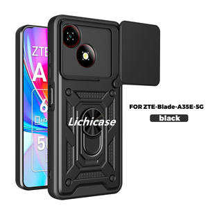 Lichicase, soporte de Metal giratorio de 360 °, cubierta de lente deslizante, funda de armadura a prueba de golpes para <span class=keywords><strong>ZTE</strong></span> Blade A35E, carcasa duradera - Product Image 1