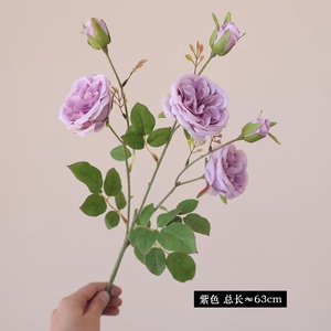 Fleur artificielle en soie réaliste à succès, 3 têtes <span class=keywords><strong>de</strong></span> rose Austin pour la décoration <span class=keywords><strong>de</strong></span> la maison, mariage, Saint-Valentin, Thanksgiving - Product Image 6
