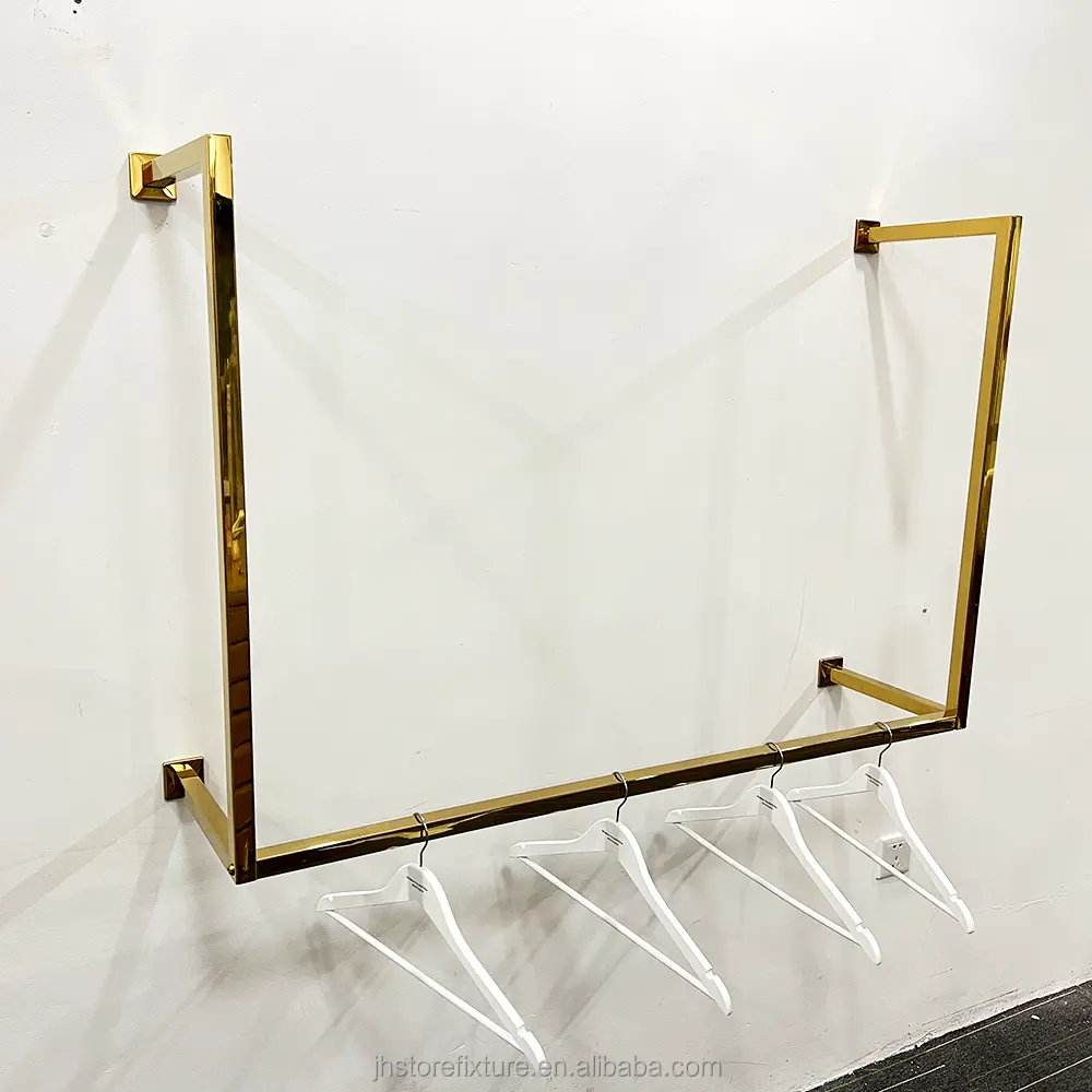 stainless steel factory price gold clothing display rack for wall mount cloth rack hangers for clothing store