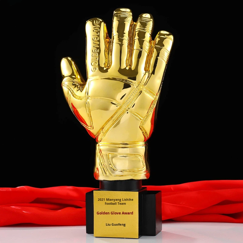 Trophée Gardien De But Football – Forme Gants Dorée – Pour Compétitions Scolaires Et Amateurs – Cadeau Personnalisé