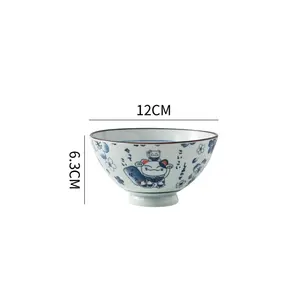 New Arrival Wholesale Hot Selling High Quality Japanese Style 4.5 Inch Ceramic Lucky Cat Rice Bowl Noodles Bowl