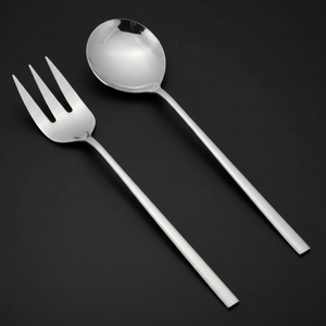 Juego de Servidores de Ensalada de Acero Inoxidable Forjado a Mano, Mango Pulido con Acabado Espejo Plateado, Cubertería Elegante de Primera Calidad para Servir - Product Image 3