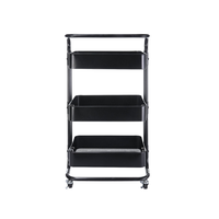 Chariot de rangement à roulettes en métal à 3 niveaux avec tiroirs en PP, personnalisable, pour cuisine, salle de bain, salon, stockage alimentaire, détachable