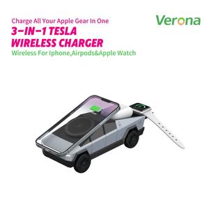<span class=keywords><strong>Chargeur</strong></span> <span class=keywords><strong>sans</strong></span> <span class=keywords><strong>fil</strong></span> 3-en-1 Verona Cybertruck Style pour téléphone et montre, station de charge rapide ABS 10W - Product Image 1